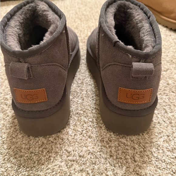 UGG Shoes - UGG Woman Gray Suede Fleece-Lined Ankle Boots